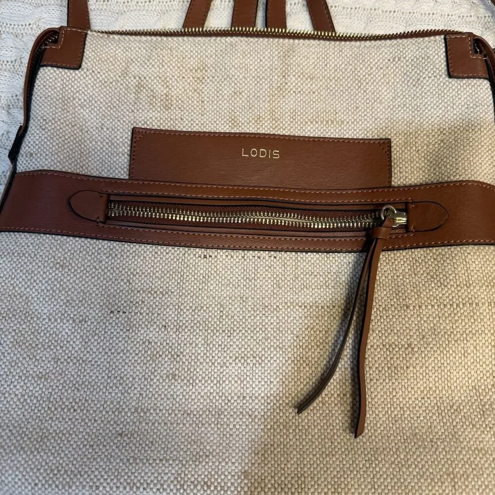 Lodis Summer Backpack Pippa Jute Cotton Leather Detailed Bag